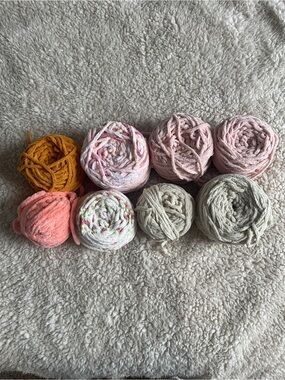 Blanket Yarn Destash Bundle - Pink, Blush, Mustard, Coral, Cream, Gray